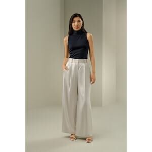 Lily Silk Pants Womens 14 Taupe Champagne High Waisted Wide Leg 100% Silk NWT